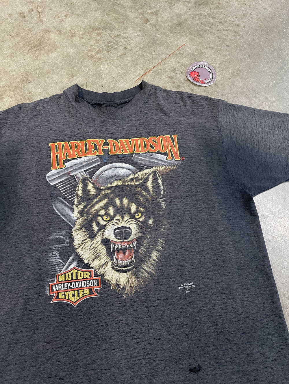 3D Emblem Vintage Faded 90s Harley thrashed Tee XL 21x30